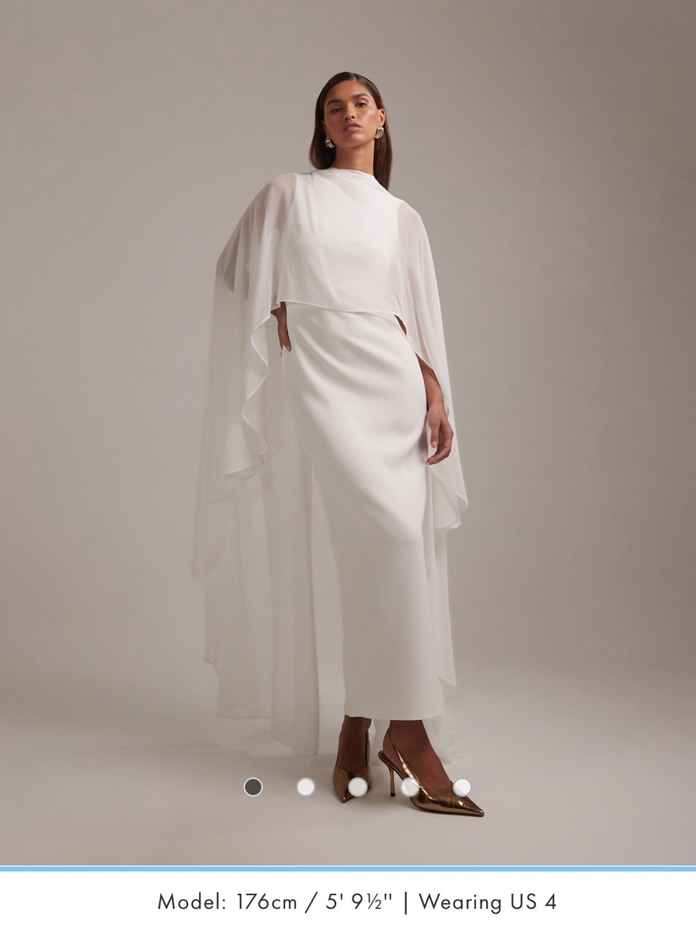 ASOS DESIGN Cape Detail Maxi Wedding Dress in Ivory
